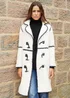Threadbare Natural Cloud Longline Borg Toggle Coat With PU Trim - 8 Image 1