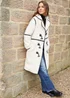 Threadbare Natural Cloud Longline Borg Toggle Coat With PU Trim - 8 Image 4