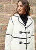 Threadbare Natural Cloud Longline Borg Toggle Coat With PU Trim - 8 Image 3