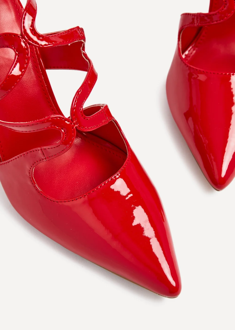 Linzi Sammi Red Faux Patent Caged Upper Court Heel - 3 Image 5