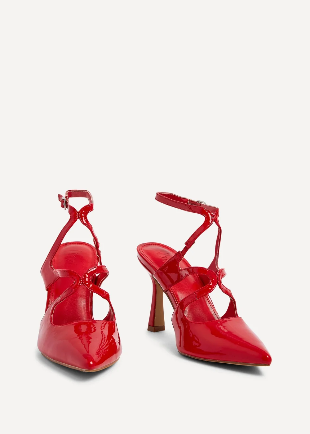 Linzi Sammi Red Faux Patent Caged Upper Court Heel - 3 Image 3