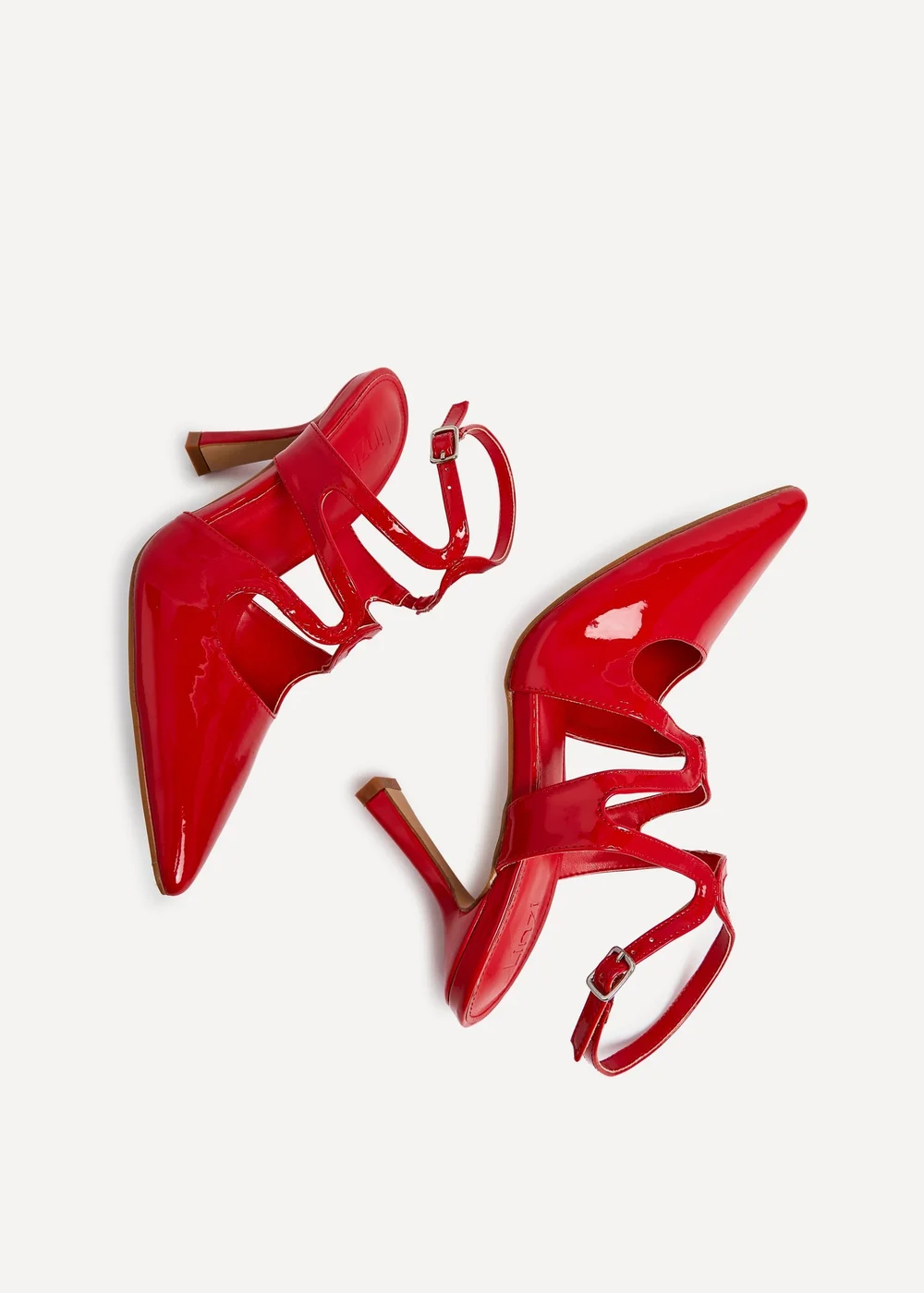 Linzi Sammi Red Faux Patent Caged Upper Court Heel - 3 Image 4