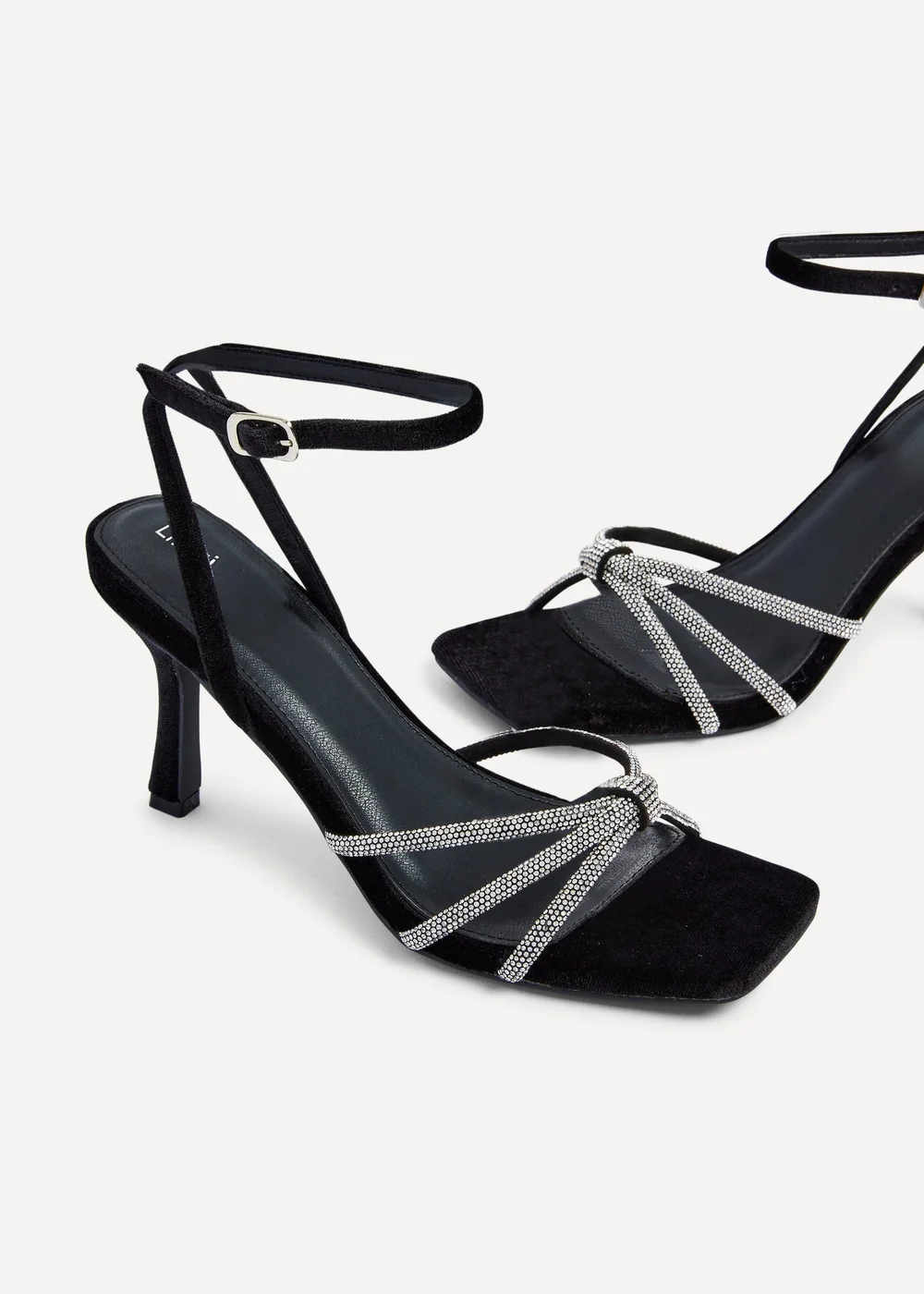 Linzi Polly Black Velvet Stiletto Heeled Sandal - 3 Image 4