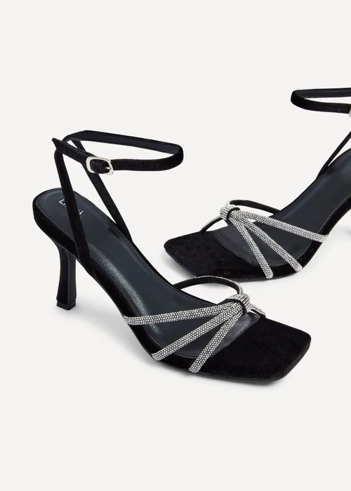 Linzi Polly Black Velvet Stiletto Heeled Sandal - 3 Image 4