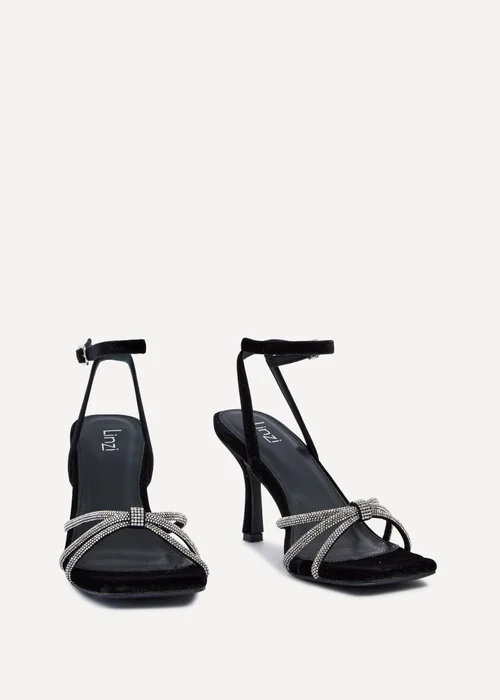 Linzi Polly Black Velvet Stiletto Heeled Sandal - 3 Image 3