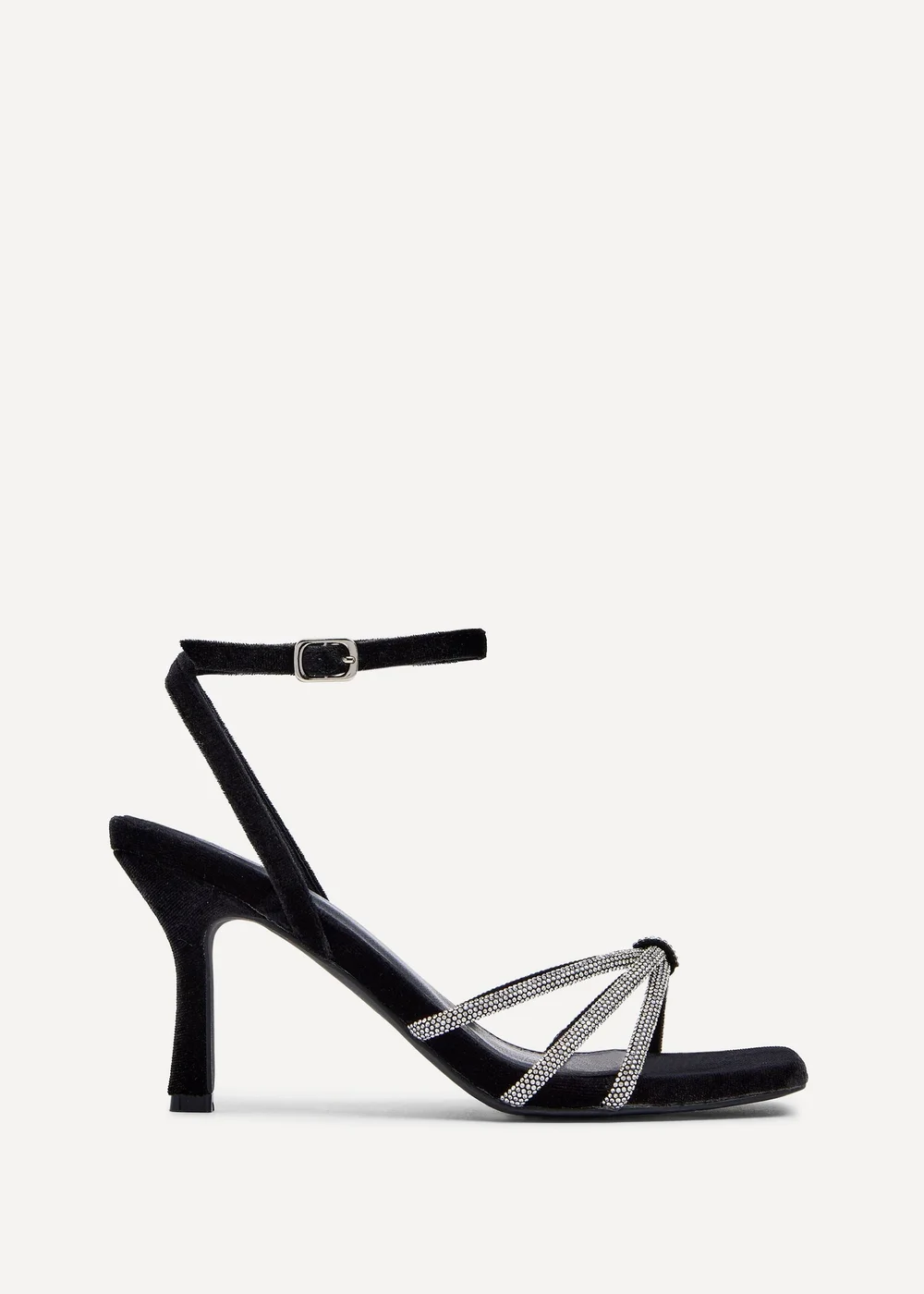 Linzi Polly Black Velvet Stiletto Heeled Sandal - 3 Image 2