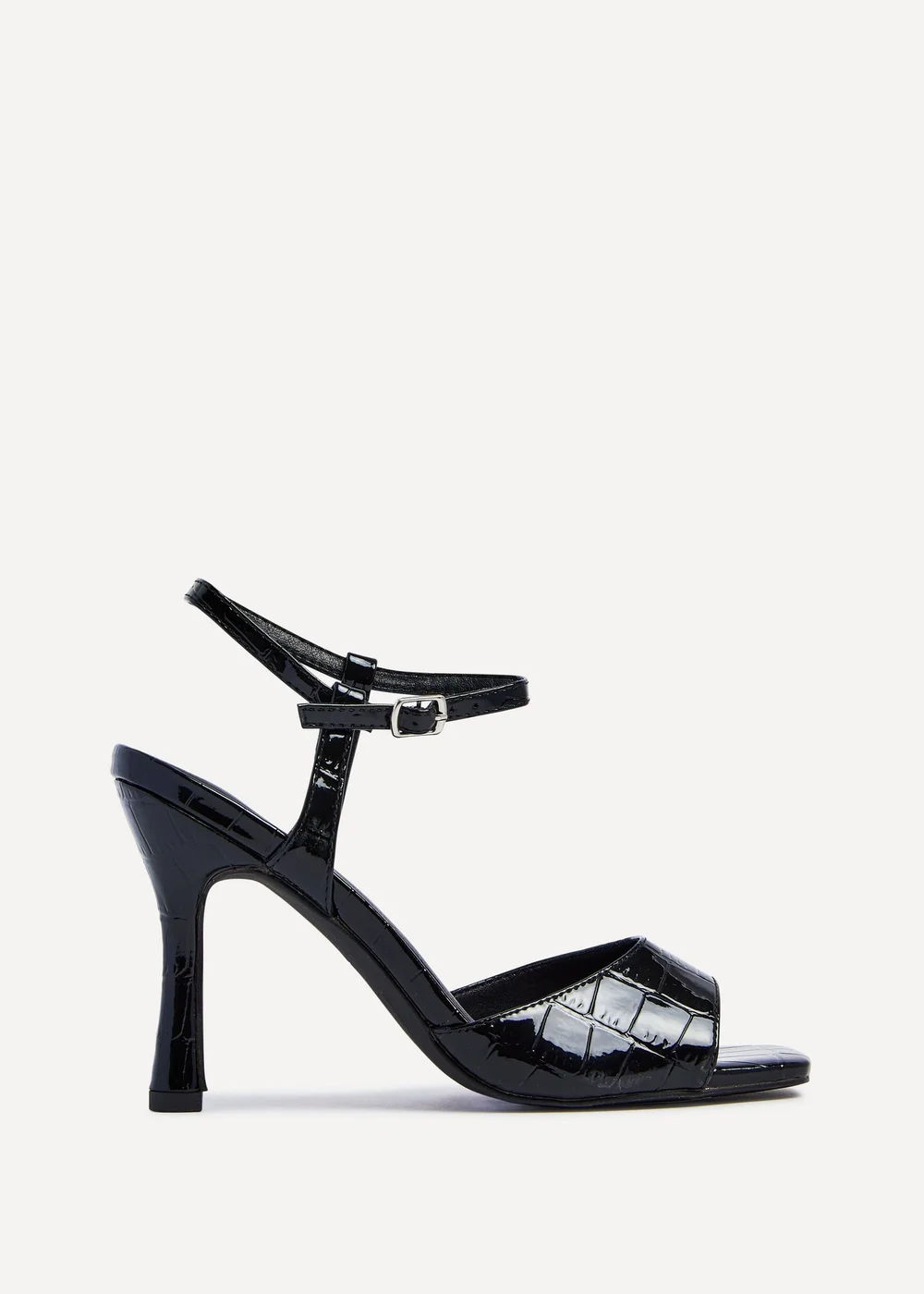 Linzi Laila Black Croc Effect Stiletto Heeled Sandal - 3 Image 2