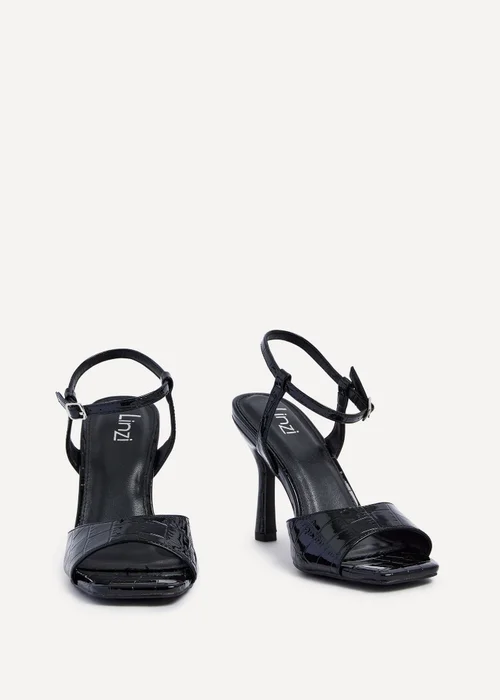 Linzi Laila Black Croc Effect Stiletto Heeled Sandal - 3 Image 3