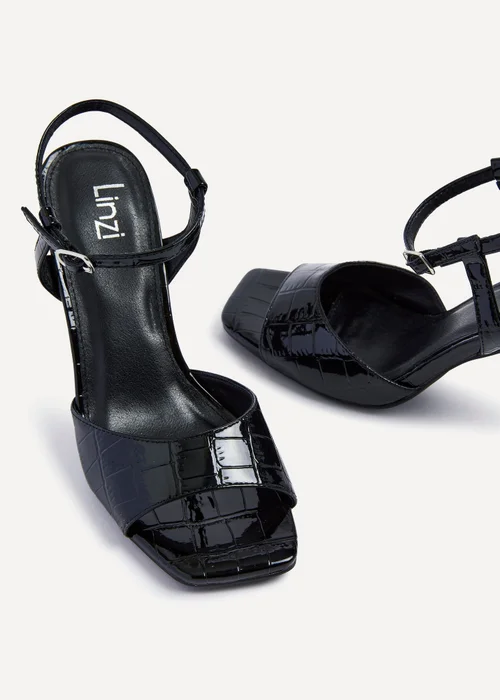 Linzi Laila Black Croc Effect Stiletto Heeled Sandal - 3 Image 5
