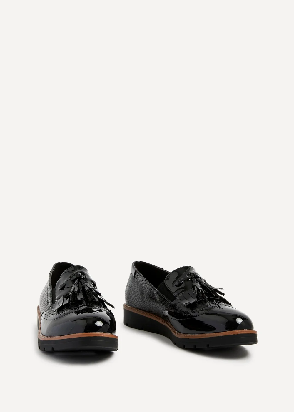 Linzi Bowen Black Patent & Lizard Faux Leather Loafer - 3 Image 3