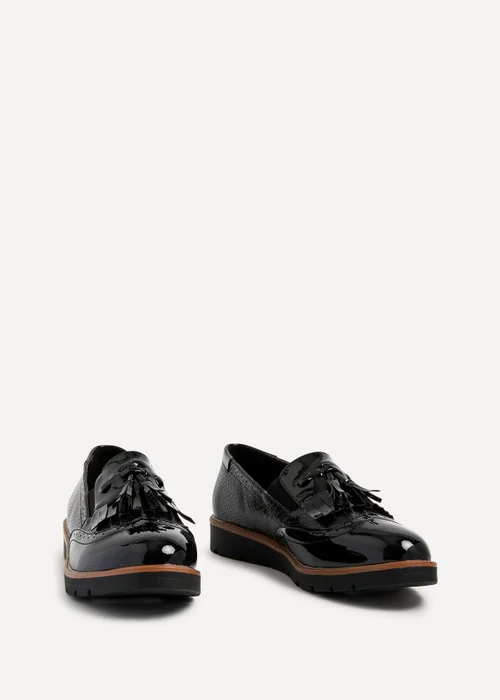 Linzi Bowen Black Patent & Lizard Faux Leather Loafer - 3 Image 3