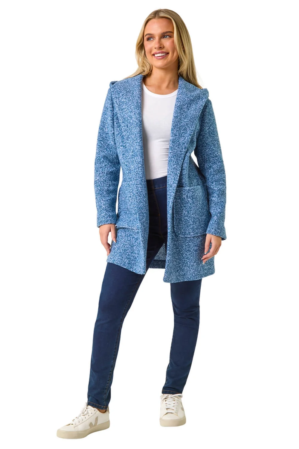 Hooded Edge Roman Teal Petite Hooded Edge to Edge Coatigan - 8 | Matalan