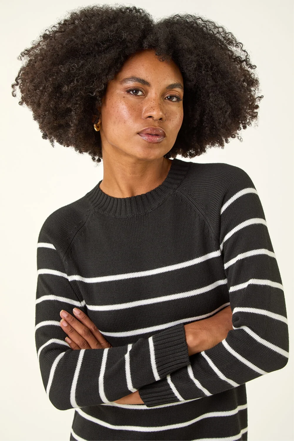 Roman Black Stripe Print Knitted Jumper Dress - 18 Image 4