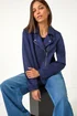 Roman Navy Faux Suede Biker Jacket - 22 Image 2