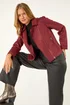 Roman Burgundy Faux Suede Biker Jacket - 10 Image 3
