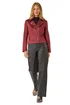 Roman Burgundy Faux Suede Biker Jacket - 10 Image 2