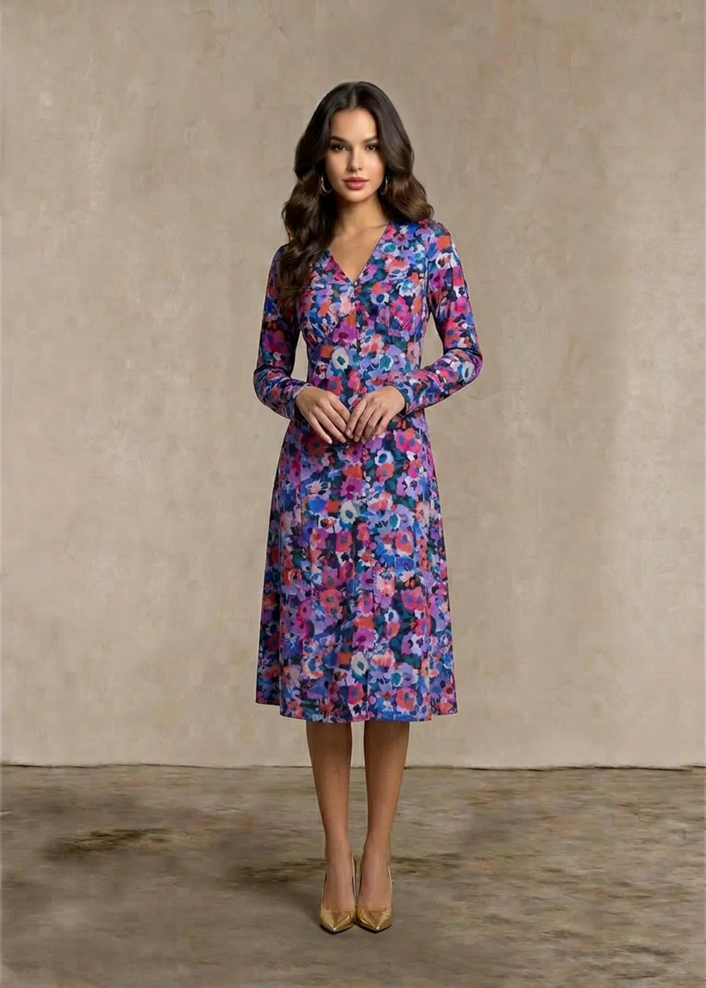 Chi Chi London Multi Floral Button Through Midi Dress - 8 | Matalan Chi Chi London Multi Floral Button Through Midi Dress - 8 | Matalan