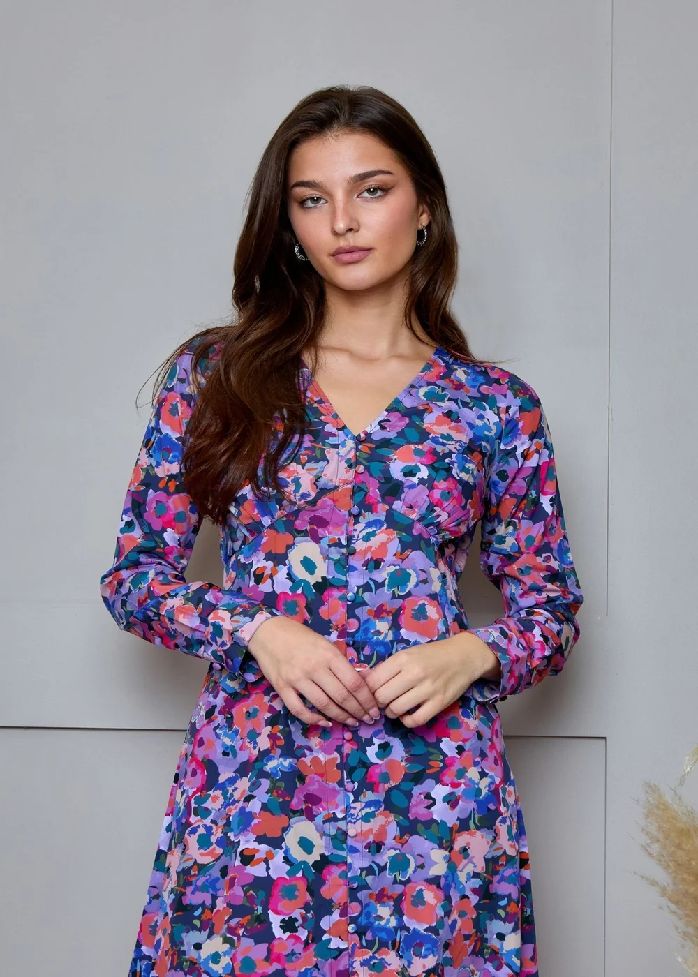 Chi Chi London Multi Floral Button Through Midi Dress - 8 Chi Chi London Multi Floral Button Through Midi Dress - 8