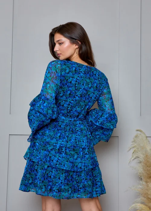 Chi Chi London Blue Floral Wrap Chiffon Mini Dress - 6 Image 2