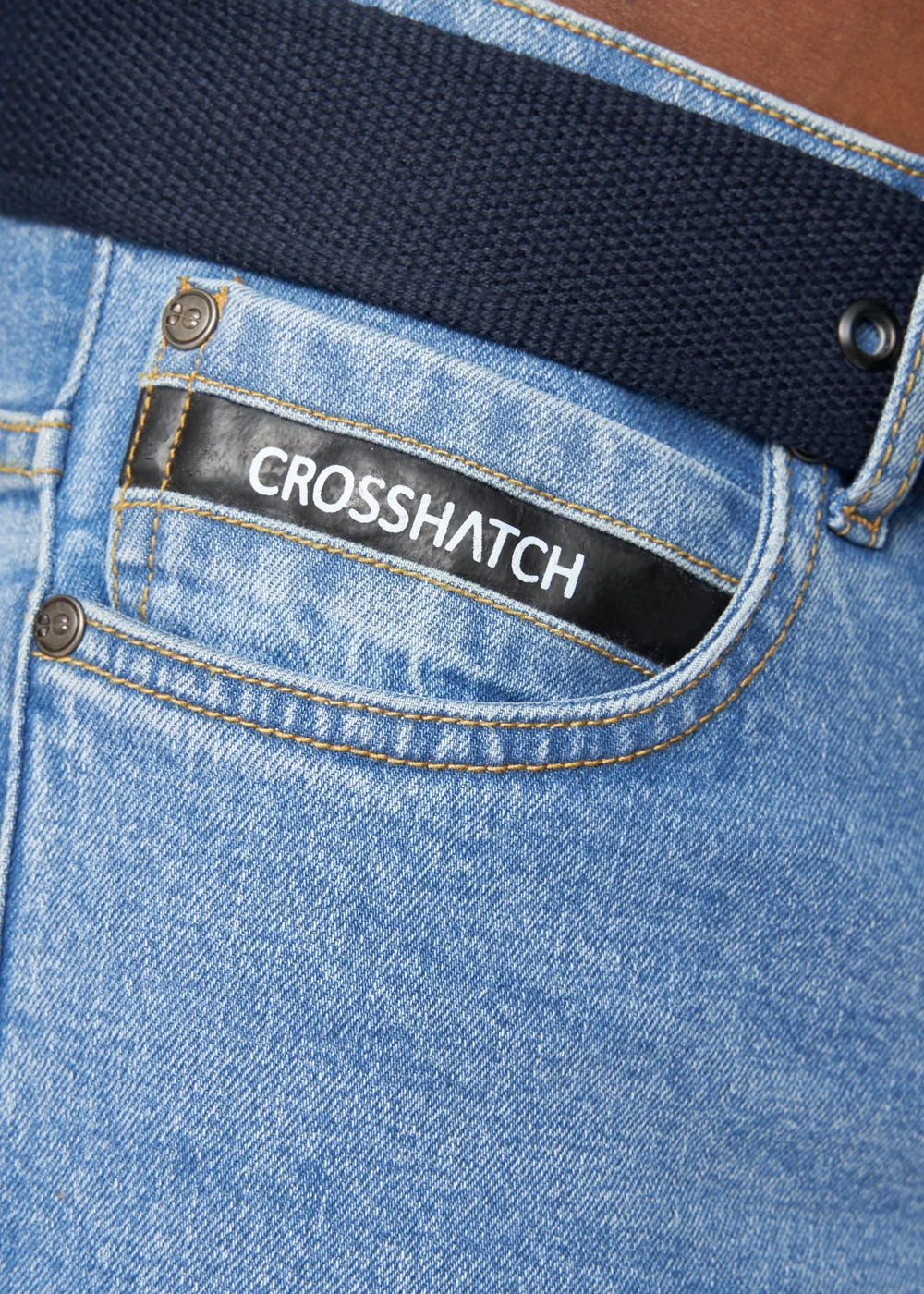 Crosshatch Light Blue Wash Princed Belted Jean - 30/L30 Image 6
