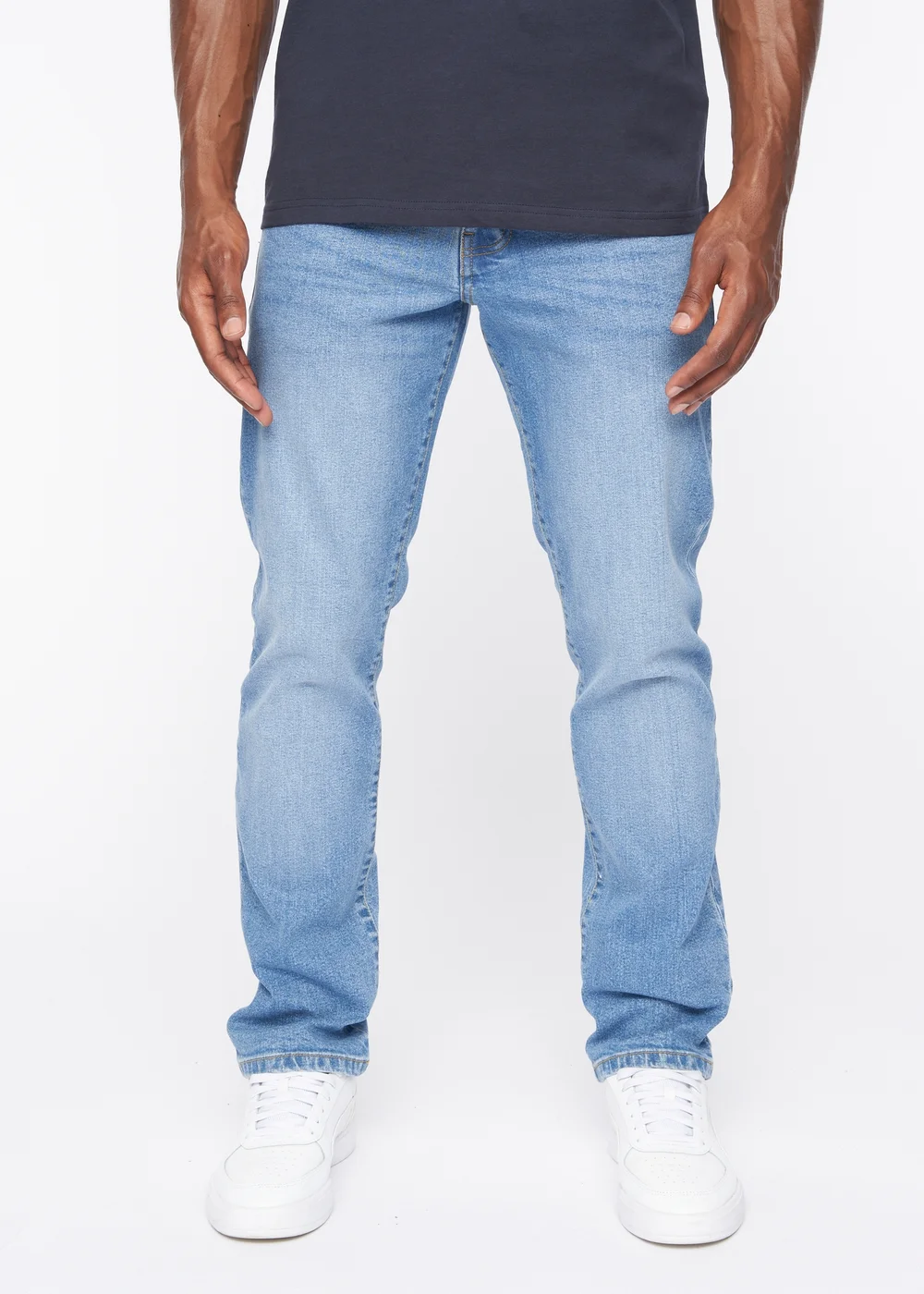 Crosshatch Light Blue Wash Princed Belted Jean - 30/L30 Image 2