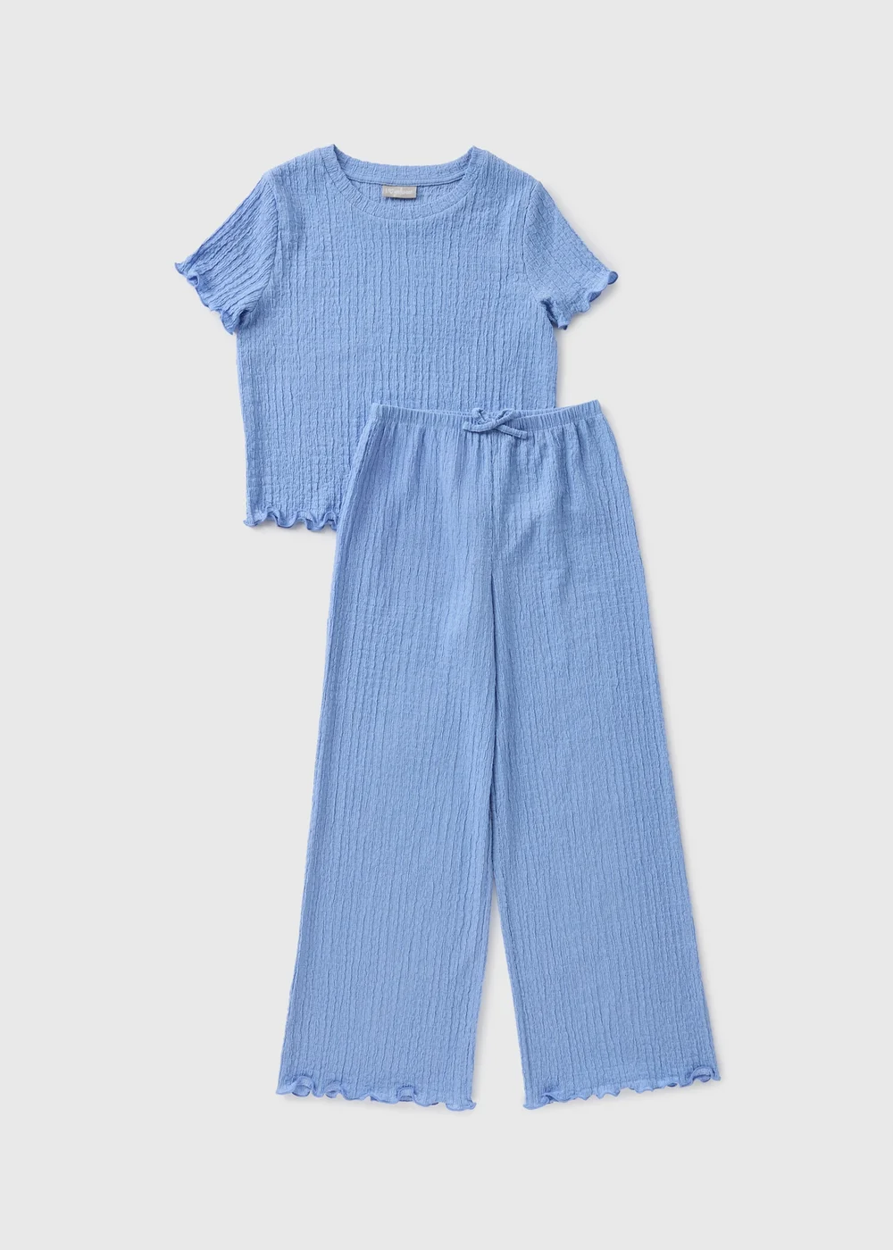 Girls Blue Crinkle Top & Trouser Set (7-15yrs) - 10 Yrs Image 1