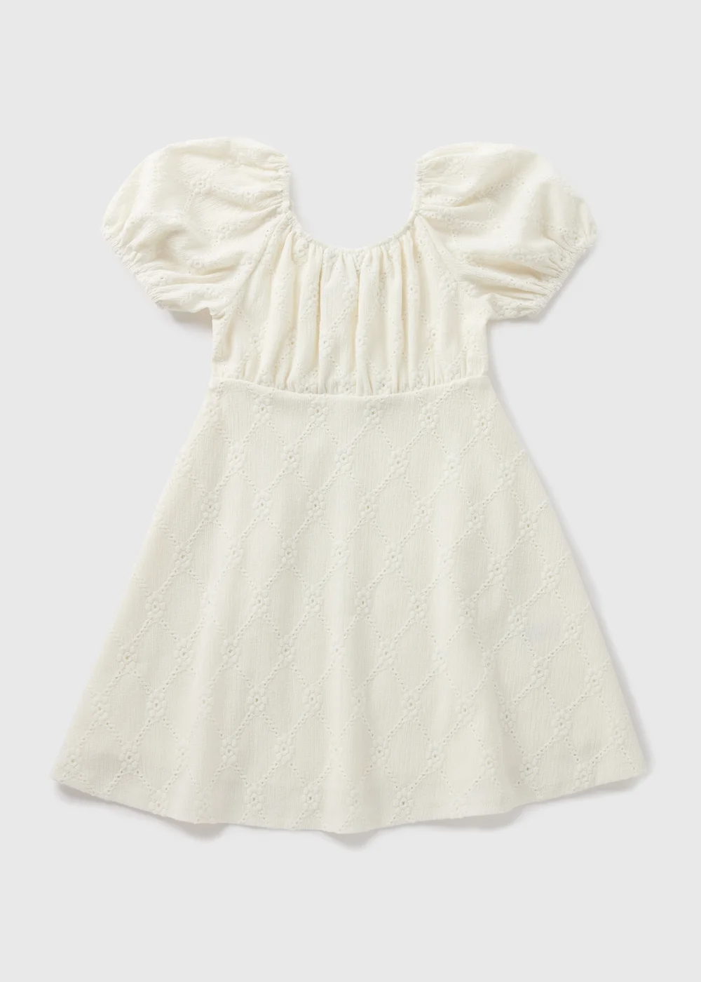 Girls Cream Broderie Crinkle Dress (7-15yrs) - 7 Yrs Image 1