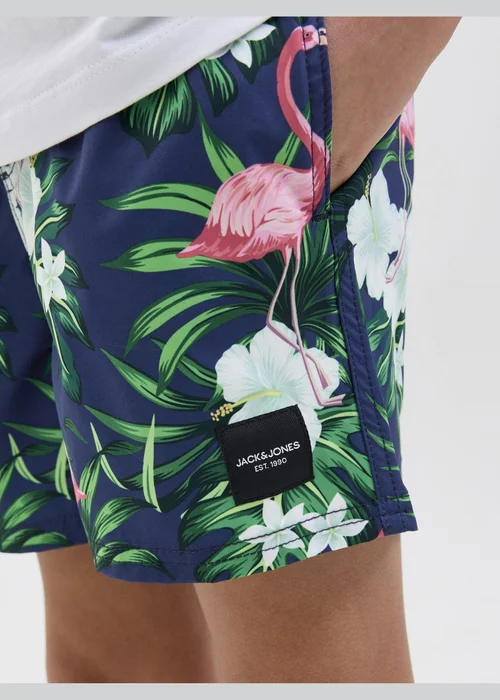 Jack & Jones Jnr Navy Printed Swim Shorts - 8 Yrs Image 2
