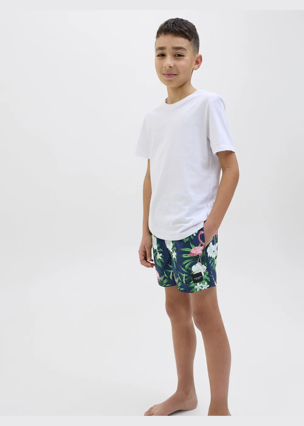 Jack & Jones Jnr Navy Printed Swim Shorts - 8 Yrs Image 1