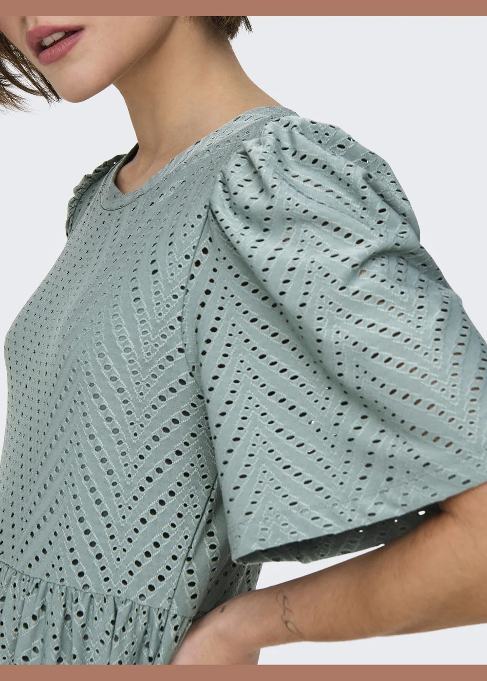 JDY Grey Embroidered Smock Mini Dress - 8 Image 3