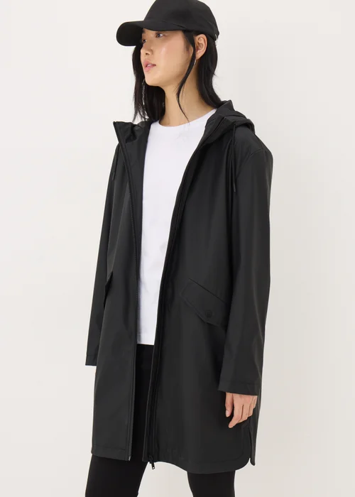 Black Rubberised Showerproof Parka Coat - 8 Image 1