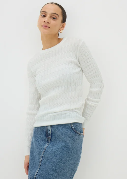 Cream Baby Cable Jumper - 8 Image 1