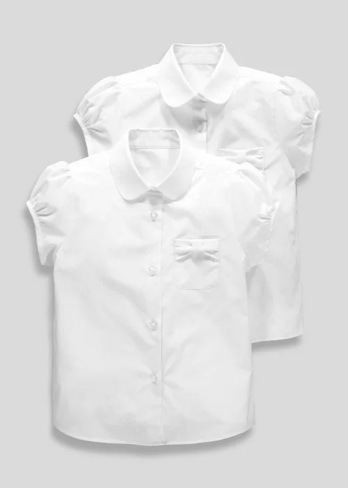 2 Pack Girls White Bow Pocket Shirts (4-13yrs) - 4 Yrs Image 1