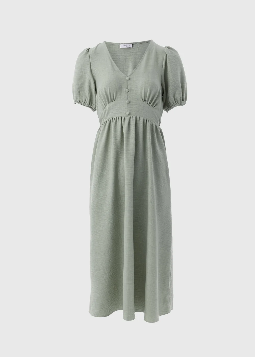 Sage Green Button Midi Tea Dress - 8 Image 3