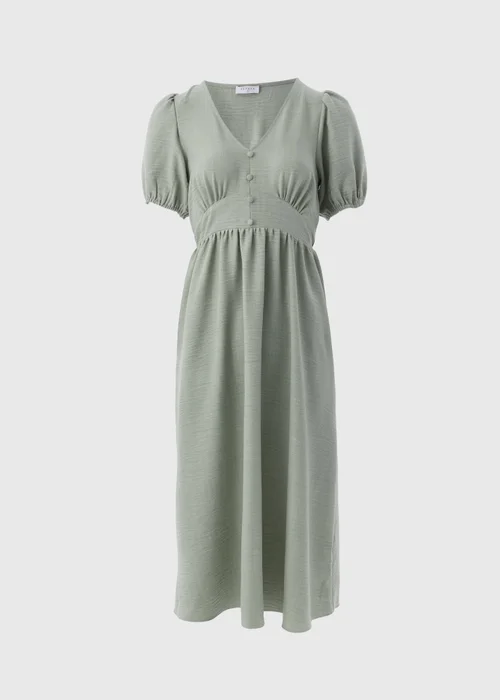 Sage Green Button Midi Tea Dress - 8 Image 3