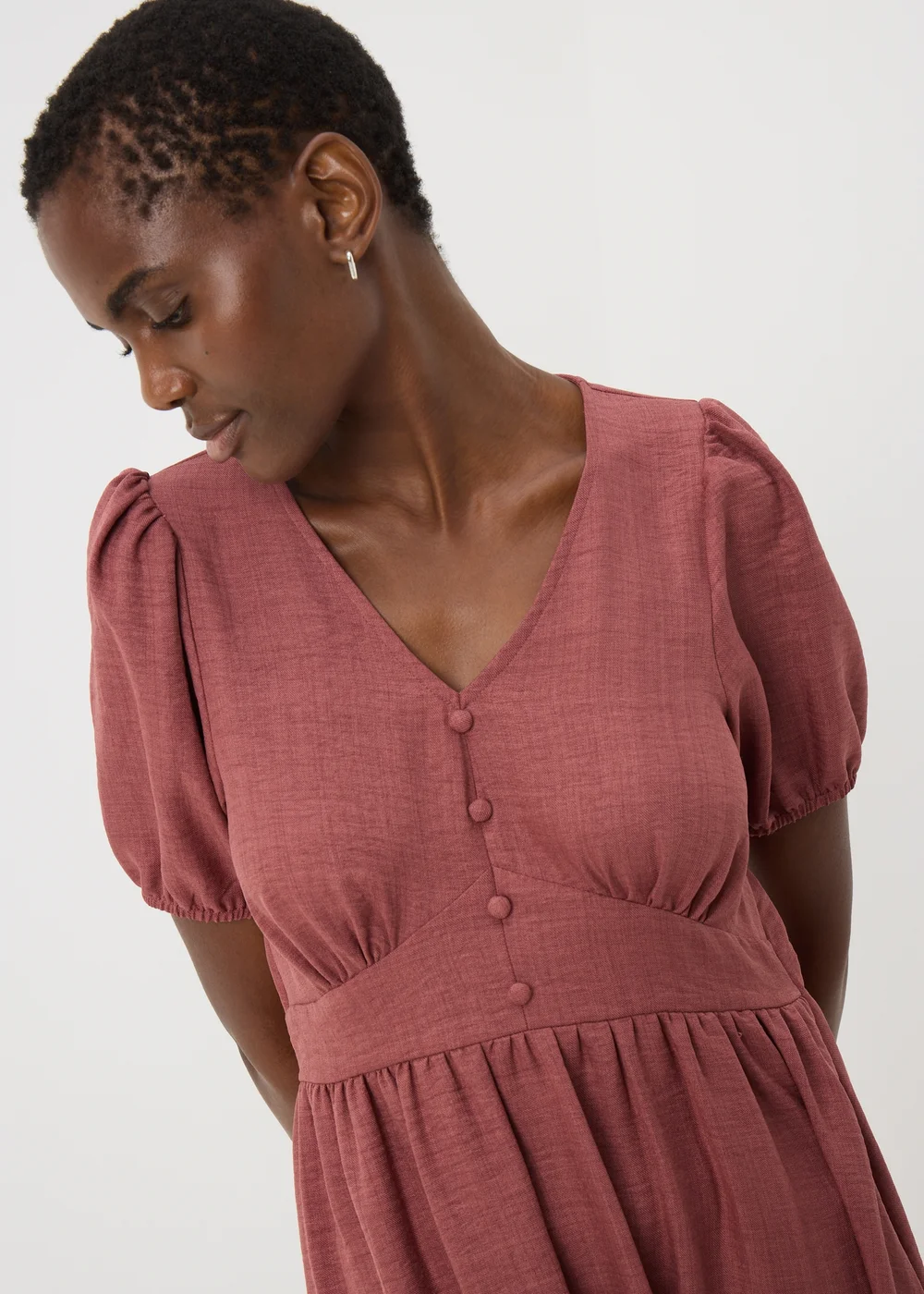 Raspberry Button Midi Tea Dress - 8 Image 3