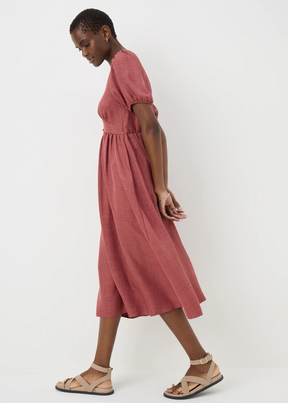 Raspberry Button Midi Tea Dress - 8 Image 2