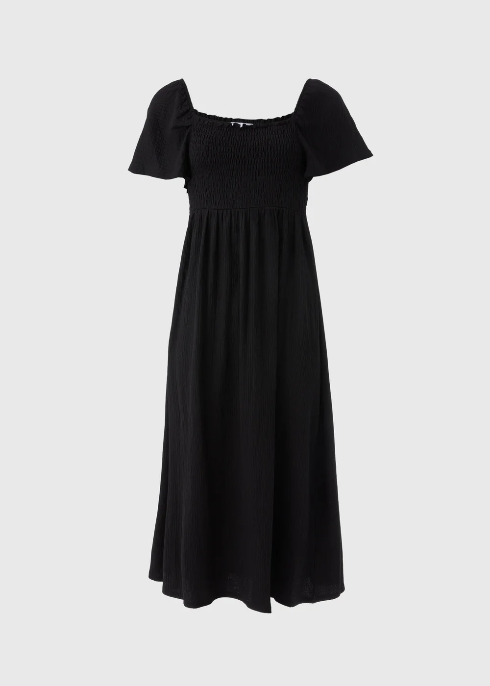 Black Shirred Midi Dress - 8 Image 4