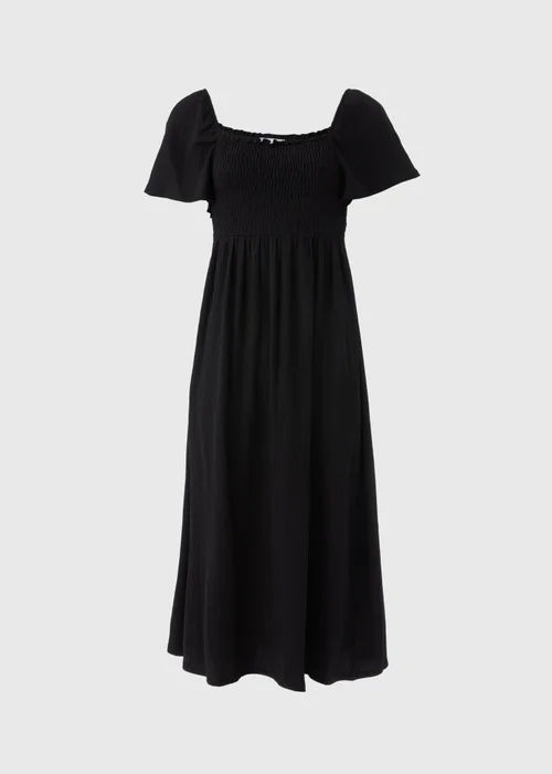 Black Shirred Midi Dress - 8 Image 4