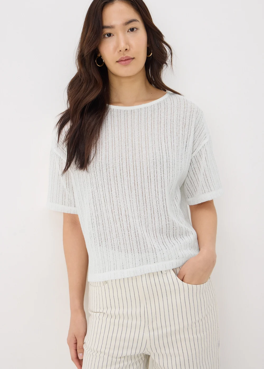 Cream Cut & Sew Hem Top - S Image 2