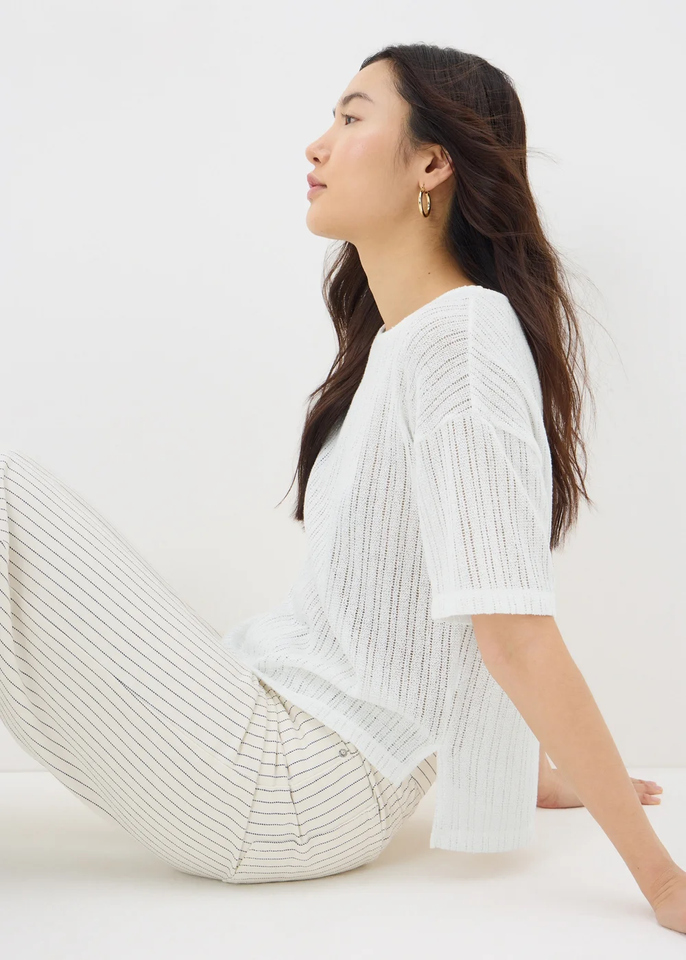 Cream Cut & Sew Hem Top - S Image 1