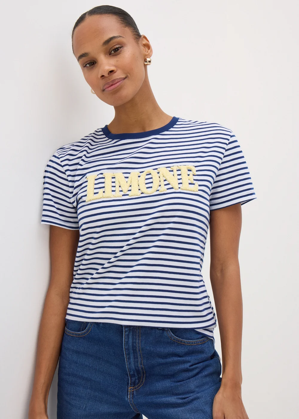 Navy Boucle Limone Stripe T-Shirt - 8 Image 2