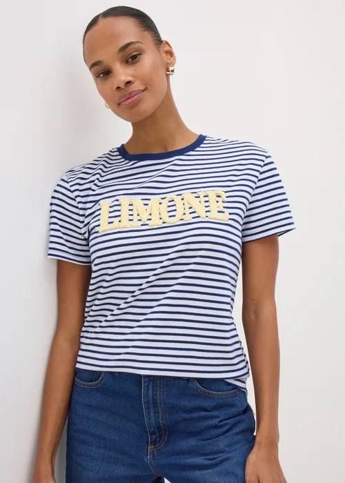 Navy Boucle Limone Stripe T-Shirt - 8 Image 2