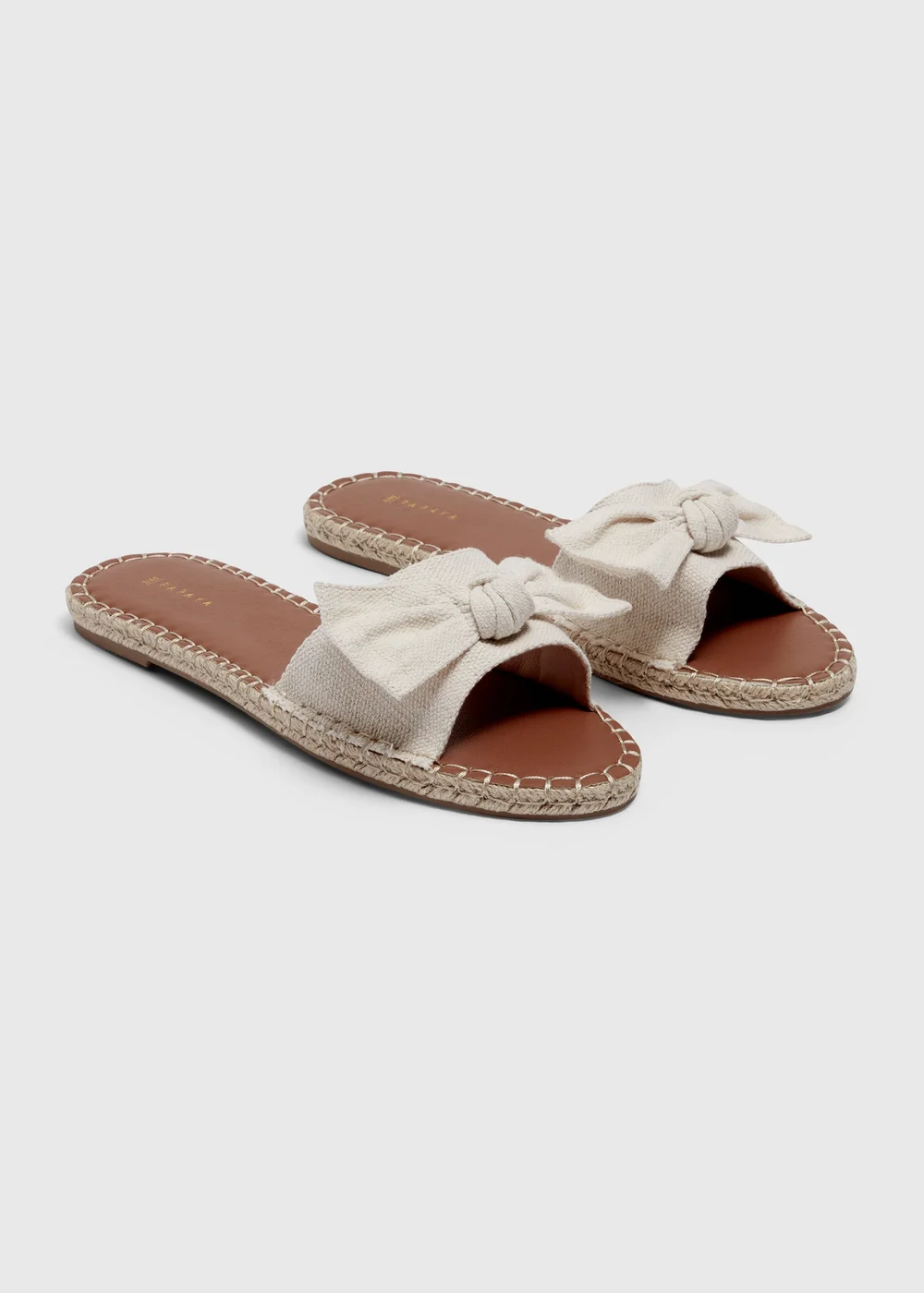 Stone Flat Espadrille Sliders - Size 3 Image 1