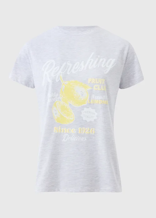Grey Marl Lemon Graphic T-Shirt - 8 Image 2