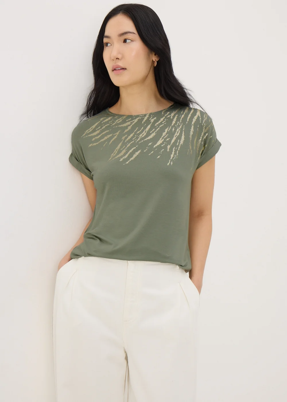 Khaki Scratch Foil T-Shirt - 8 Image 1