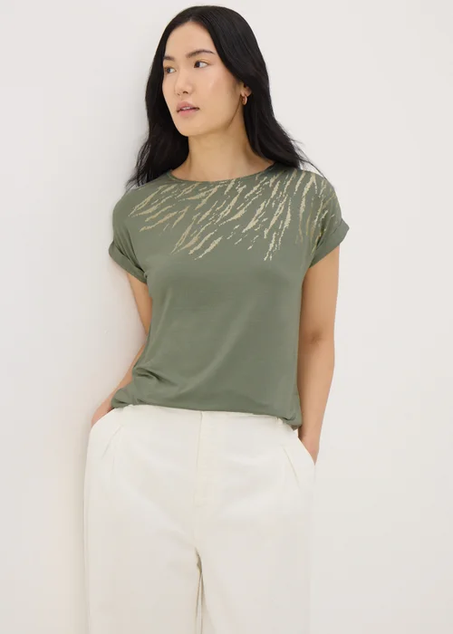 Khaki Scratch Foil T-Shirt - 8 Image 1