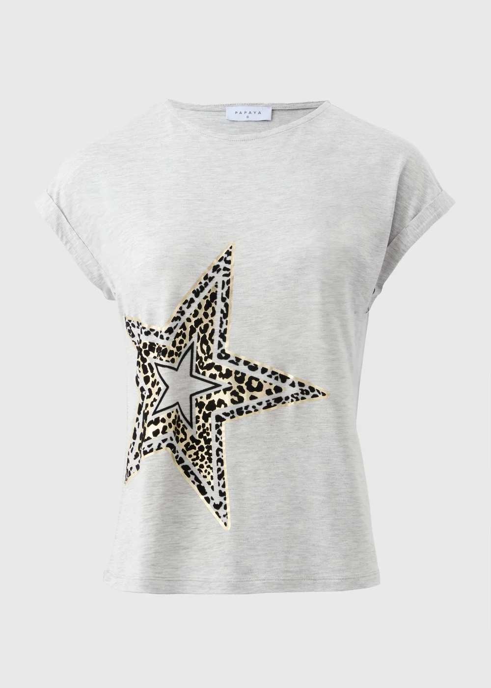 Grey Animal Flocked Star Graphic T-Shirt - 8 Image 3