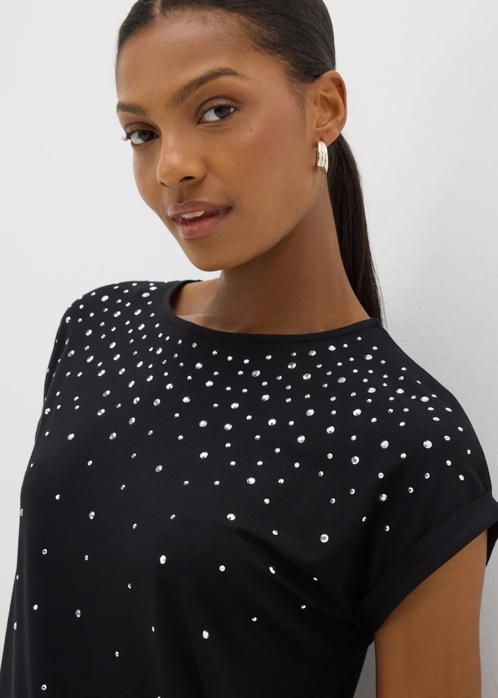 Black Scatter Stud T-Shirt - 8 Image 2