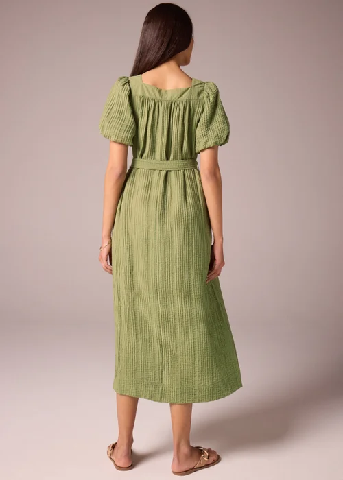 Et Vous Khaki Belted Textured Midi Dress - 8 Image 2